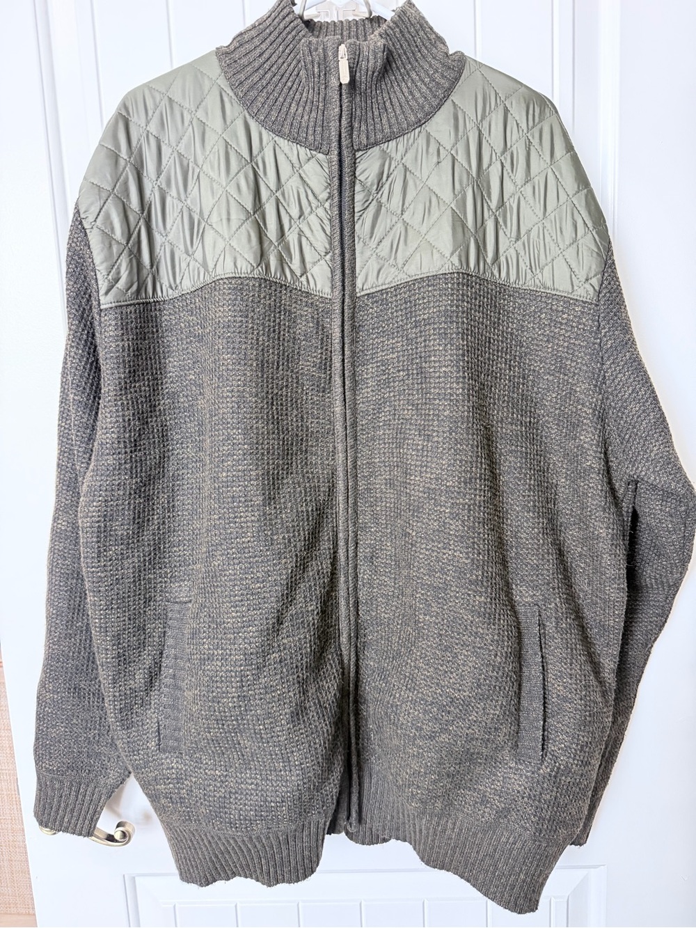 Gioberti Men’s 3XL Full Zip Sweater Jacket Quilted Fleece Lined Olive Green